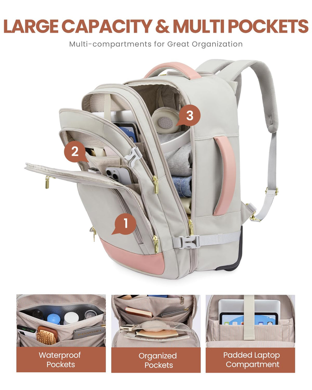 JUBO Voyager Rolling Backpack