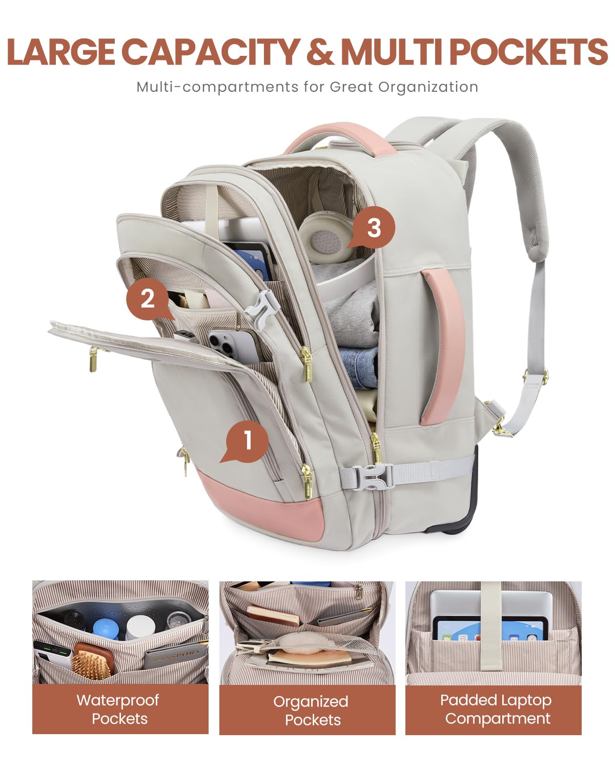 JUBO Voyager Rolling Backpack